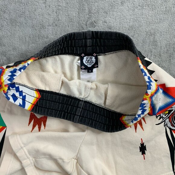 Cruel Play Ed Hardy Sweat Shorts Womens Medium Lion Rhinestones Aztec Tribal 5” - Picture 6 of 12